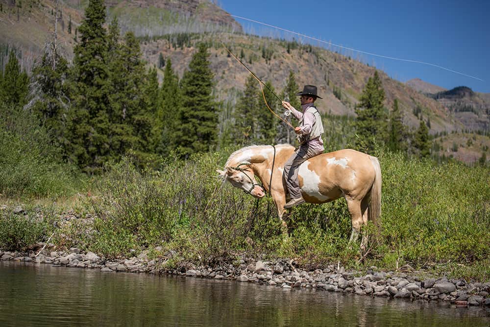 Fishing from horseback
